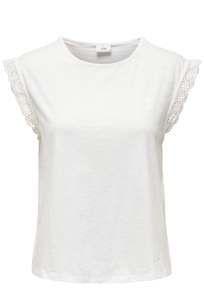 JDYSALVA LIFE S/L CROCHET TOP JRS N 15318217 CLOUD DANCER